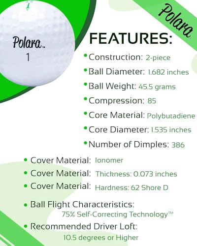 Polara Self-Correcting Golf Balls - 1 Box of 12 Ultimate Straight White