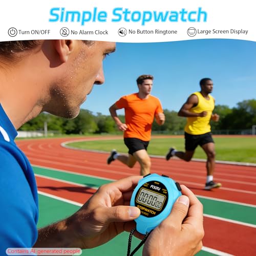 Digital Simple Stopwatch Timer - Silent, Clear Display, Blue