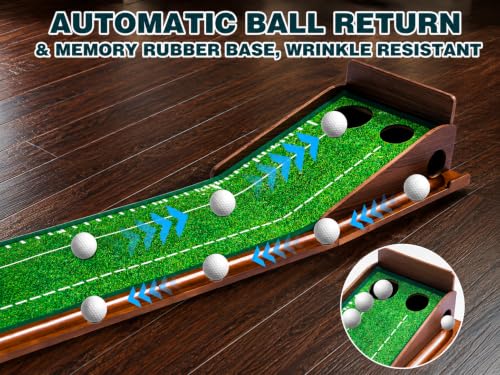 Indoor Golf Putting Mat with Automatic Ball Return - 9.8 FT