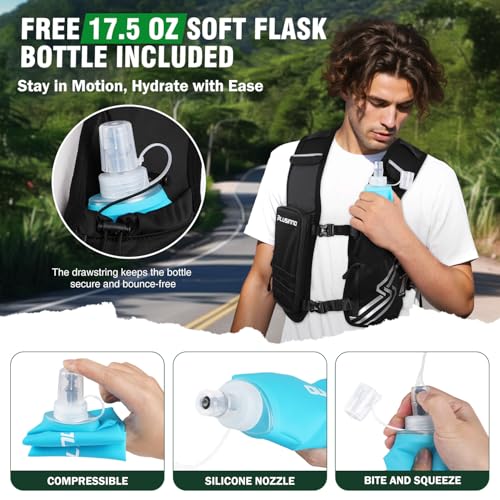 PLUSINNO Medium-Large Running Vest for Men & Women with 500ml Water Bottle