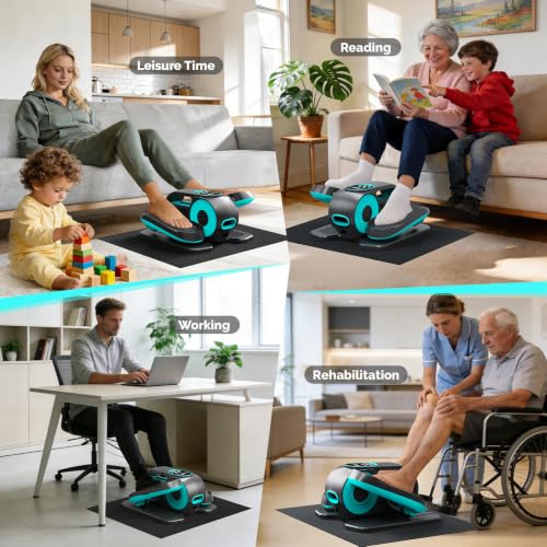 Under Desk Elliptical Exerciser - 12 Speed, Quiet & Portable - Lake Blue