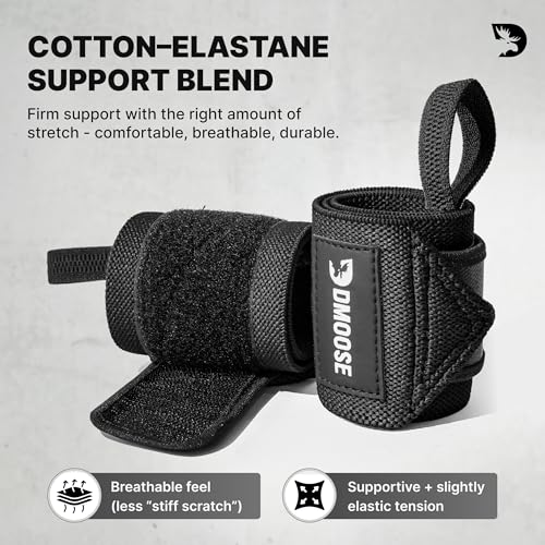 Heavy Duty Weightlifting Wrist Wraps with Thumb Loop - Black / 18"