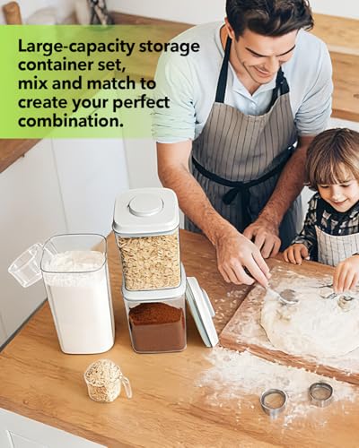 EQI 2.8QT Stackable Airtight Food Storage Containers Set with One-Touch Lid - 2-Pack