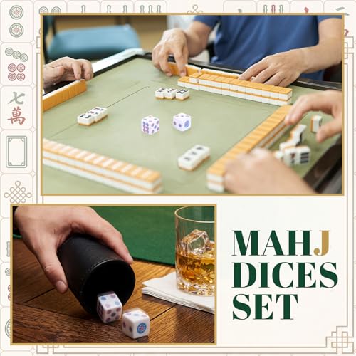 25 mm Acrylic Mahjong Dice Set - White Blue Rose Red (2 Pcs)