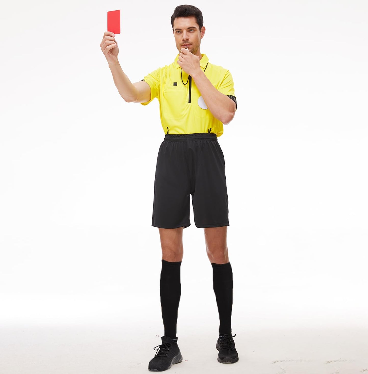 VKT Soccer Referee Kit - Jersey, Shorts, Socks & Whistle | Red & Yellow Cards Included