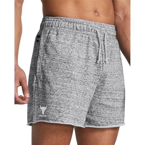 Under Armour Project Rock Terry Shorts for Men X-Small Gray Heather White