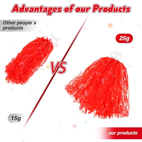 Cheerleading Pom Poms - 4 Pack Light Red Streamers