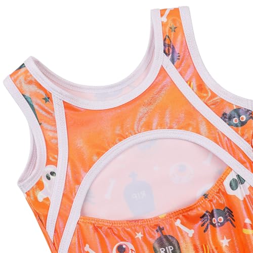 Girls' Sleeveless Gymnastics Leotard - Fire Pattern