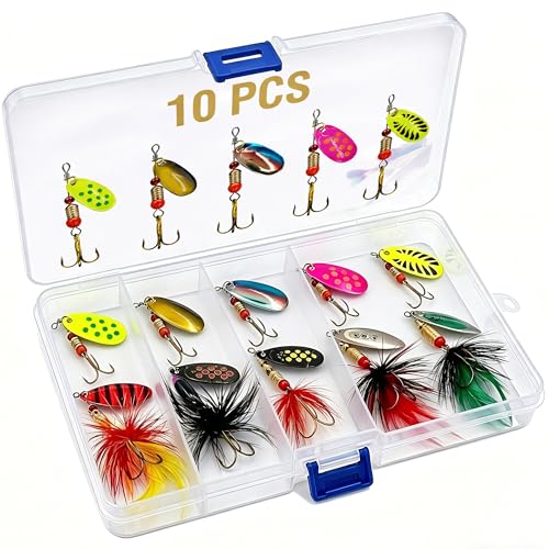 Fishing Lures Kit - 10PCS Inline Spinner Baits for Bass & Trout
