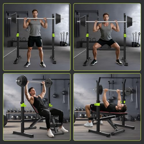 Adjustable Folding Weight Bench - 660 lbs Capacity - Black-Green