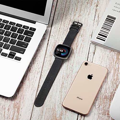 Soft Nylon Sport Band for Fitbit Versa 4/3 & Sense 2 - Black