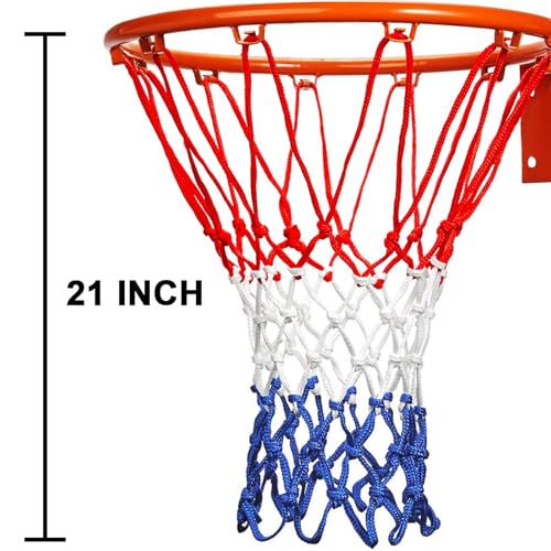 Heavy Duty Basketball Net Replacement - 12 Loops, Red White Blue