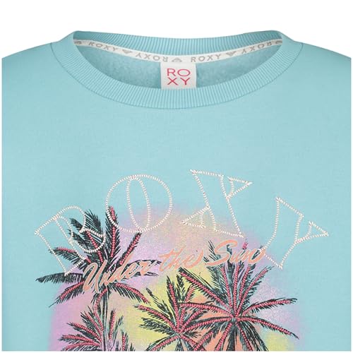 Roxy Girls' Oversized Fit Graphic Fleece Crewneck Sweatshirt - Tibetan Stone Swell 12-14