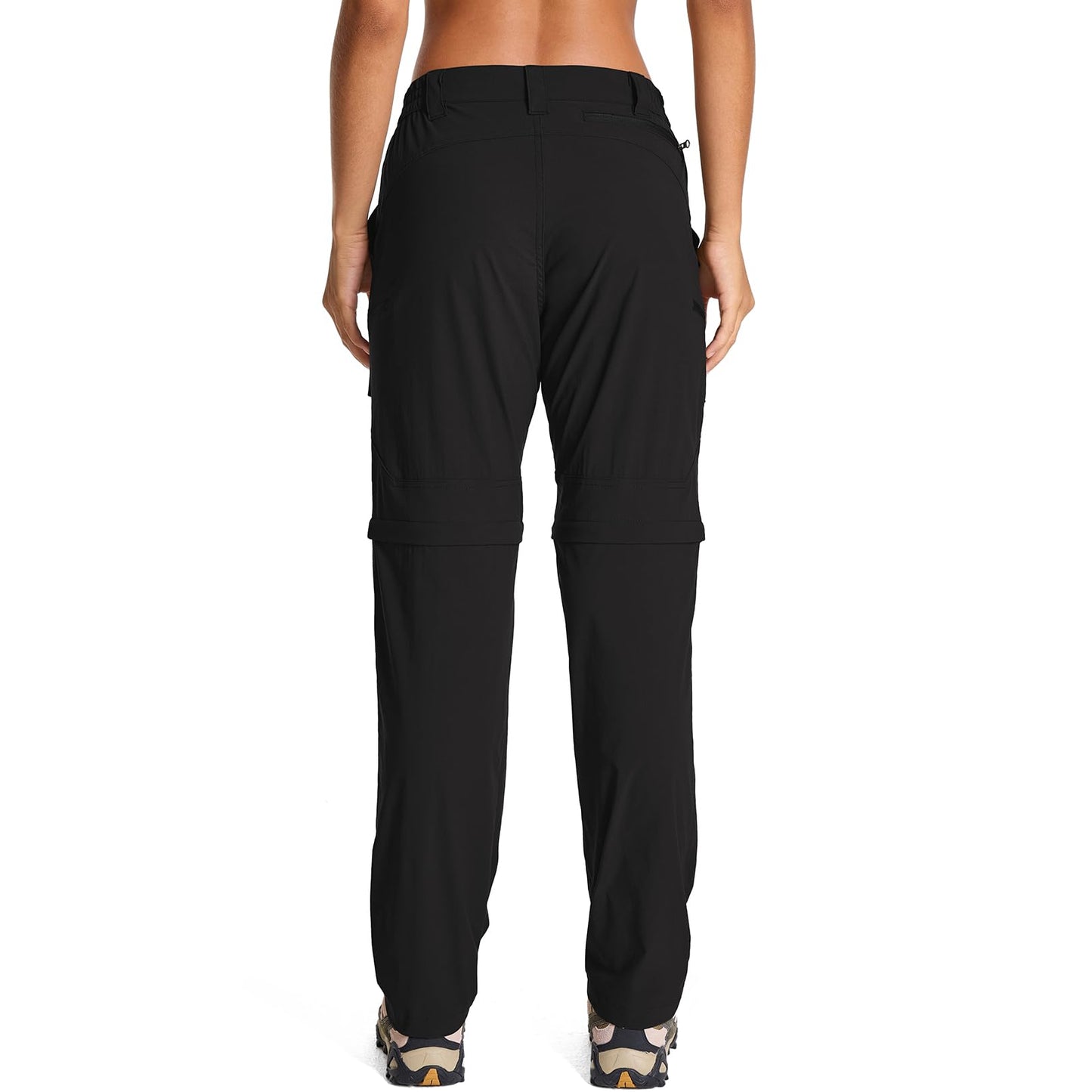 Womens Hiking Pants Convertible Quick Dry Lightweight Zip Off Outdoor Safari Pants with Cargo Pockets,2195,Black,10