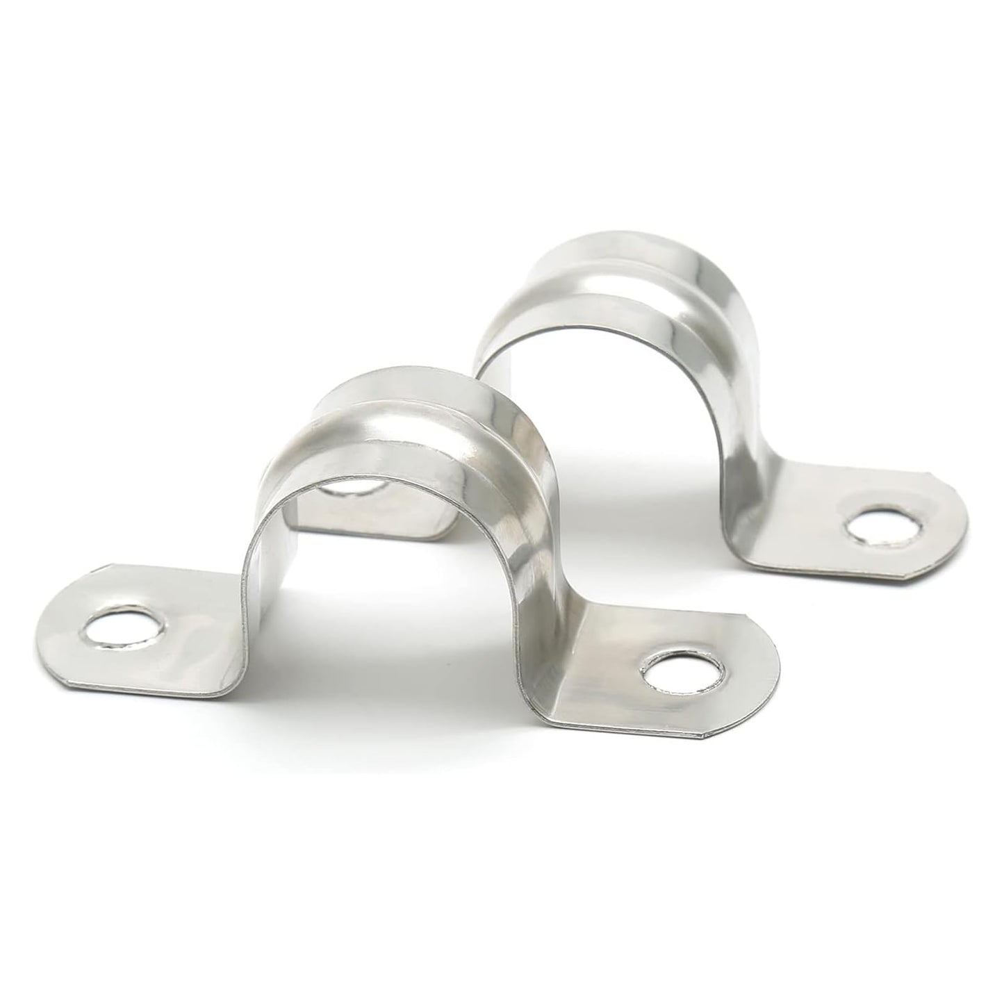 50 Pack 3/4 Inch 20mm U Bracket Rigid Pipe Strap Clamp, Two Hole Strap U Tube Pipe Conduit Clamp Clip for Pipe Fixing