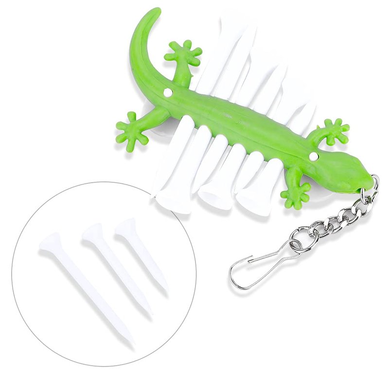 VBESTLIFE Tees Holder Tee Holder Tees Carrier, TPE Plastic PortableTees Carrier Tees Holder Carrier Tee Holder with Tee Ball Maker Golfer Accessory Tees (Green Gecko)