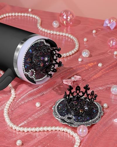 Crown Lid Topper for 40 oz Stanley Cup - Glitter Decor Black