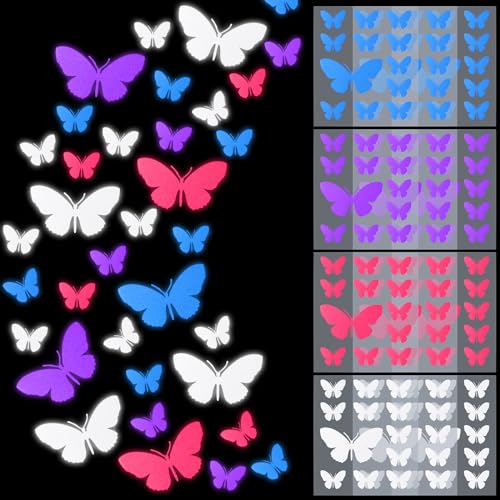 12 Pcs Butterfly Reflective Stickers Waterproof Vinyl Decals for Helmets & Bicycles