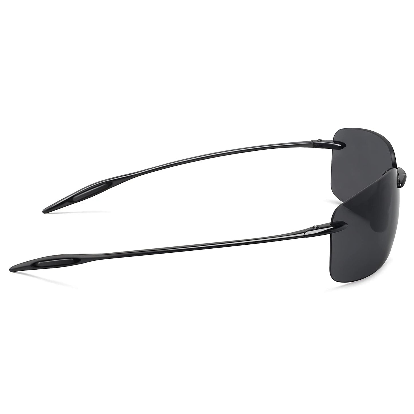 JULI Sports Polarized Sunglasses for Men Women Tr90 Rimless Frame for Running Fishing Golf Surf Driving(Black)