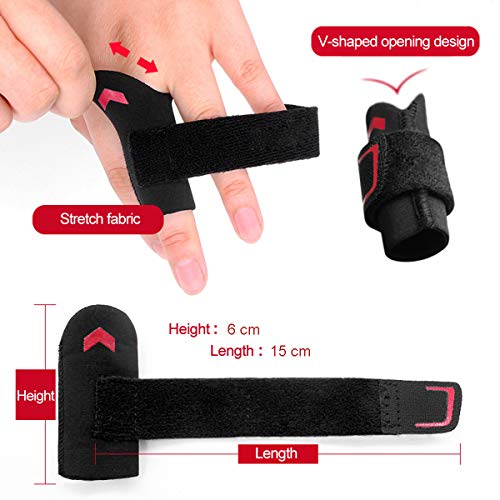 Adjustable Neoprene Finger Splints - Red & Black Finger Brace for Pain Relief