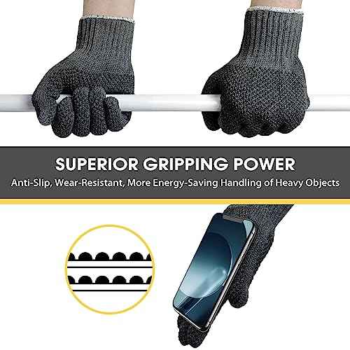 Evridwear Cotton Work Gloves Heavyweight with Anti-Slip Grip Dots,String Knitted Glove for Warehouse Gardening