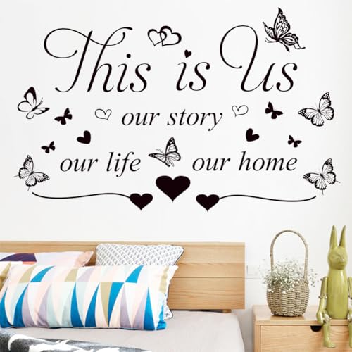 Inspirational Quote Wall Decals - This is us, a Little bit of Crazy, Loud Whole lot of Love - Home Decoration Murals for Living Room, Bedroom Wall Decor