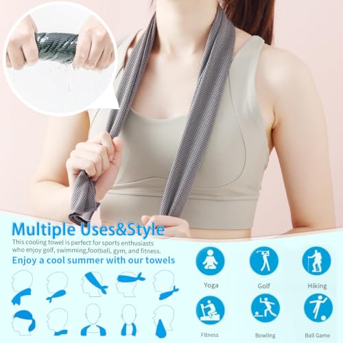 Cooling Towels - 5 Pack, 40" x 12", Chilly Microfiber for Yoga & Sports - Multicolor