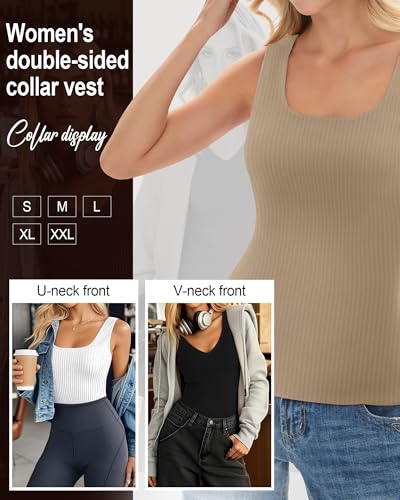 3 Pack Women's Reversible Thermal Tank Tops - Versatile Layering