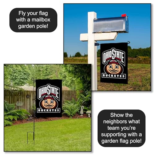 Ohio State Buckeyes Garden Flag - Brutus Mascot Head, Double-Sided Polyester, 13x18 Inches