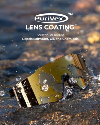 Polarized Fishing Sunglasses with Protective Coating - Gloss Tal Dark Olive Frame, Brown Gold Mirror