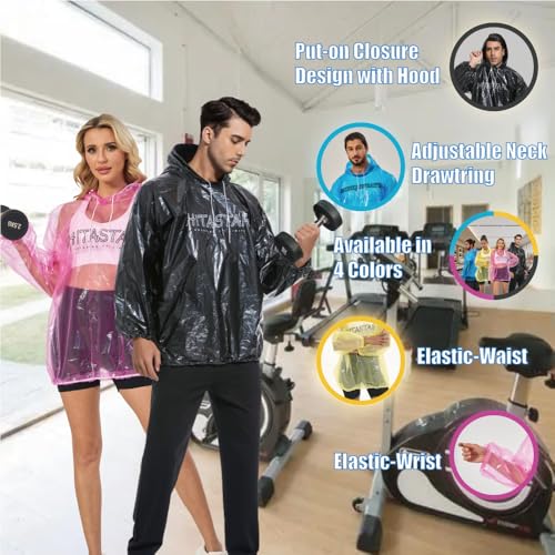 Sauna Suit for Men & Women - Long Sleeve Pullover with Hood - Black (L-3XL)