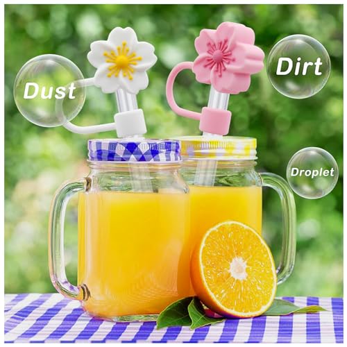 Silicone Straw Cover for 10mm Tumbler Straws - 6pcs Sakura Straw Cap