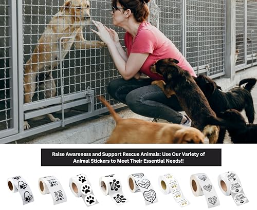 Fundraising For A Cause Paw Print Heart-Shaped Stickers - 1 Roll, 250 Pet Awareness Labels