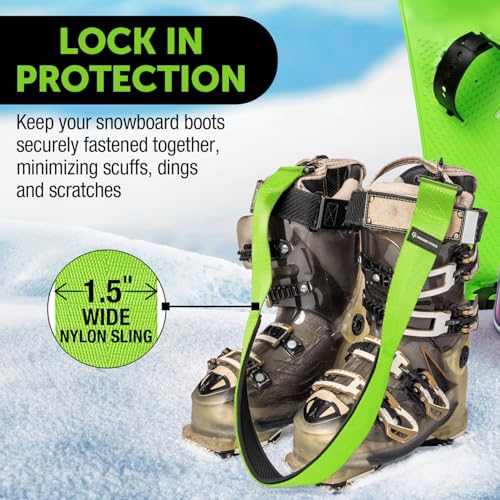 Ski & Snowboard Boot Carrier Straps - Green Anti-Slip Sling