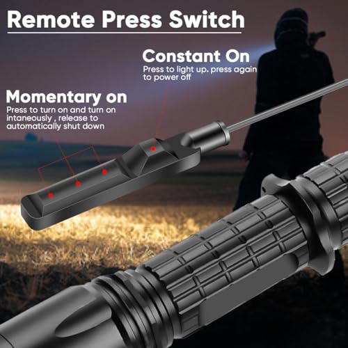 5000 Lumen Picatinny Rail Tactical Flashlight - 5 Modes USB Rechargeable Rifle Light with Pressure Switch - Ideal for Hunting, Camping & Tactical Operations
