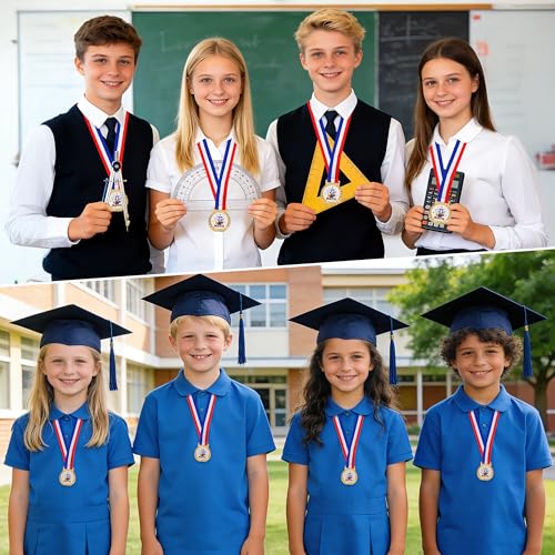 Math Award Medals - 30PCS Gold Winner Medals with Neck Ribbons