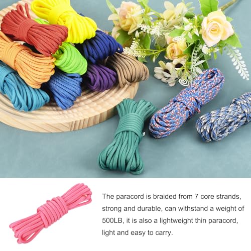 550 Paracord Rope - 10ft Fluorescent Pink Nylon Cord, 7-Strand Core