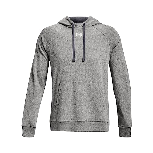 Under Armour Men's Rival Fleece Hoodie Small Castlerock Light Heather White