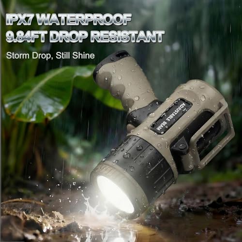 LiangJJ 2,000,000 Lumens Zoomable Rechargeable Spotlight Flashlight Gray