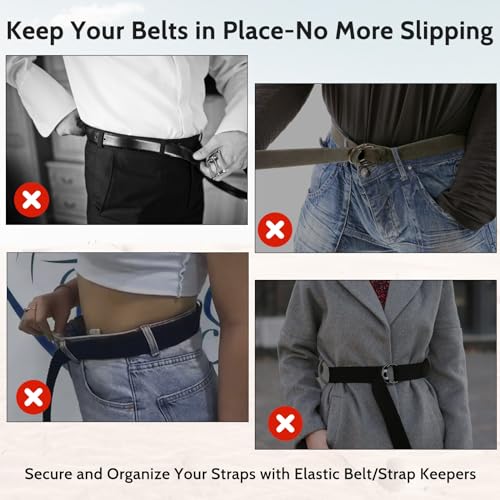 10 Pack Elastic Belt Keeper Straps - Black Nylon Canvas Loops