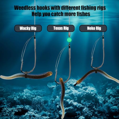 Weedless Wacky Rig Hooks - 30Pcs 1/0# Wire Guard Bass Fishing