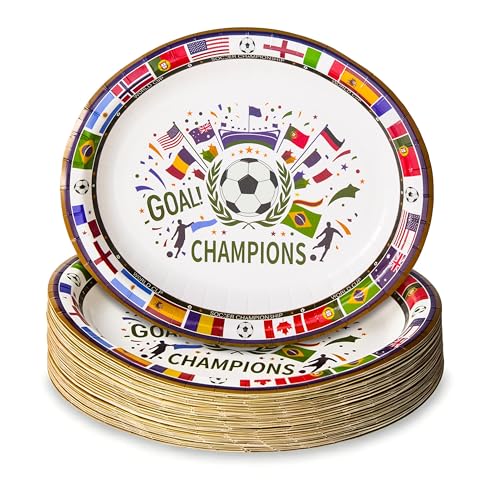 2026 World Cup Party Supplies - 50 Pack Large Paper Plates, White