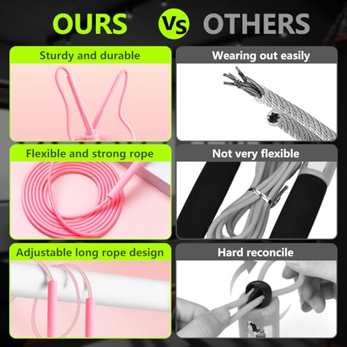 Adjustable Jump Rope Set - Tangle-Free Skipping Ropes for Fitness - Pink & Yellow