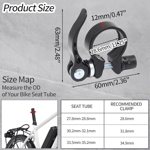 Aluminum Alloy Bicycle Seat Post Clamp - 28.6mm Quick Release, Black