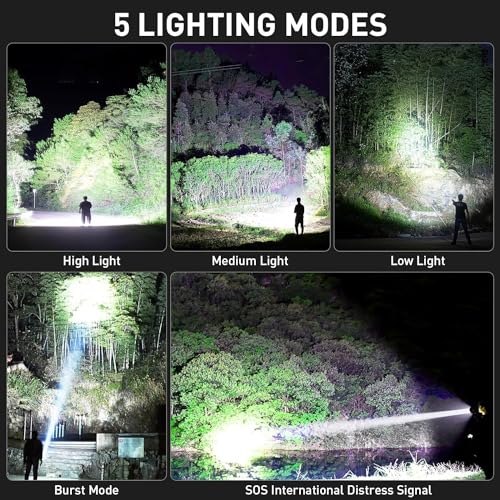 LBE Rechargeable 90,000 Lumens LED Flashlight 5 Modes Waterproof Camping Light