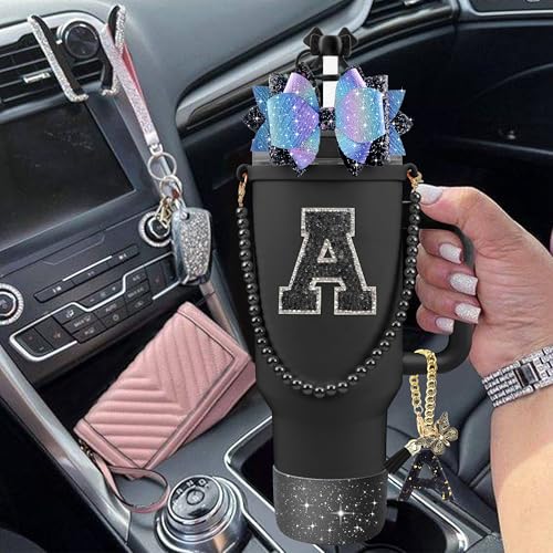 9-Piece Tumbler Accessory Set for 30/40 Oz Cups - Letter A Black