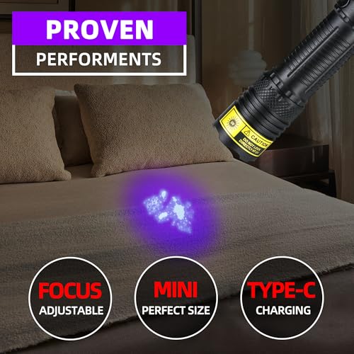 Darkbeam 395nm UV Flashlight Mini Rechargeable Black Light for Pet Stains & UV Detection