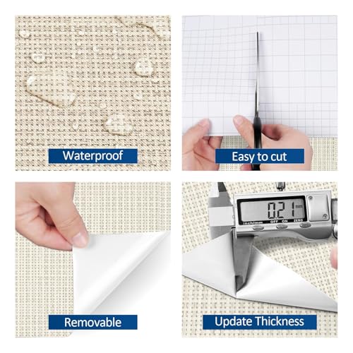 FunStick Beige Weave Grasscloth Peel and Stick Wallpaper Textured Wallpaper for Bedroom Bathroom Walls Removable Beige Contact Paper for Cabinets Waterproof Grass Cloth Fabric Wall Paper Roll 16"x80"