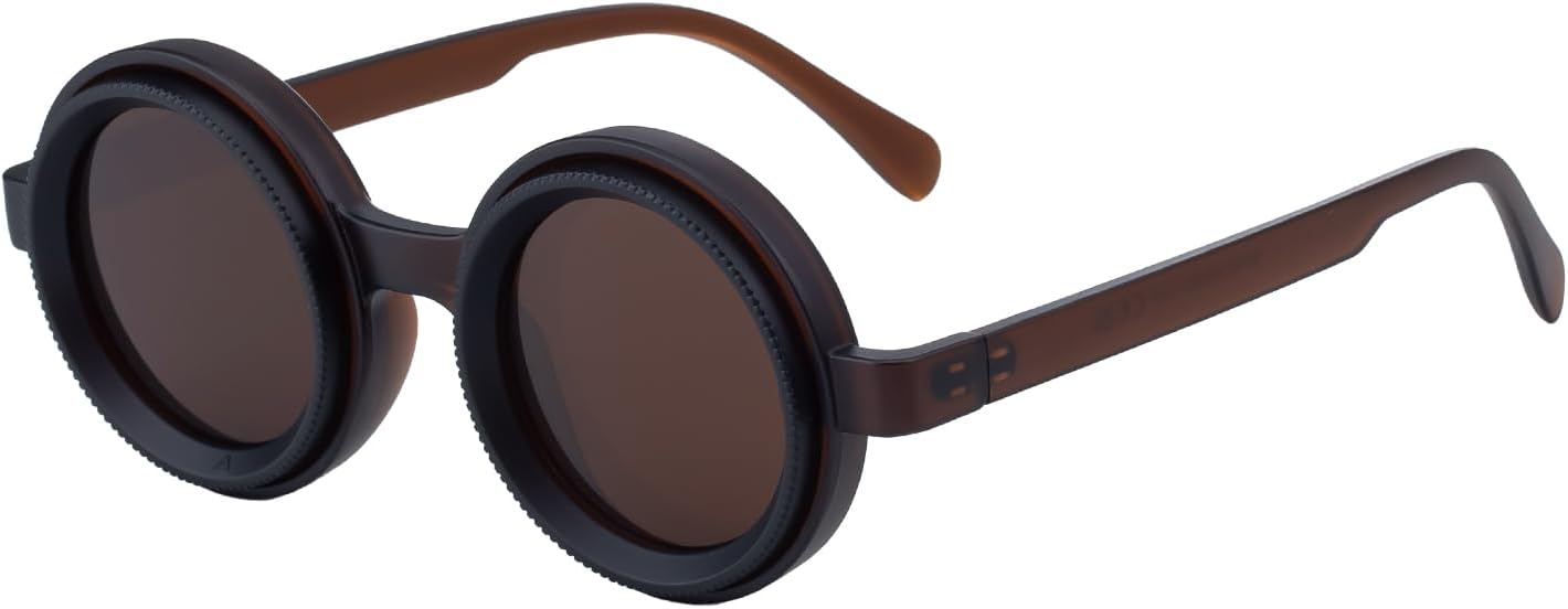 Skiennix Adjustable Tint Nightshift Glasses - Round Polarized ND Filter Lenses | Lightweight PP Frame