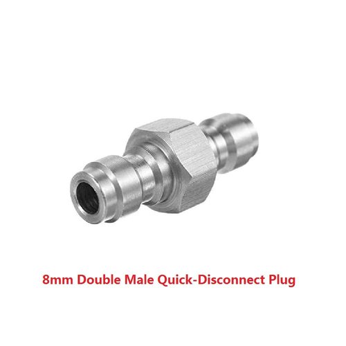 Flylock Universal 8mm Double Male Stainless Steel Quick-Disconnect Plug Adapter for PCP Paintball Airsoft Air Gun Tool